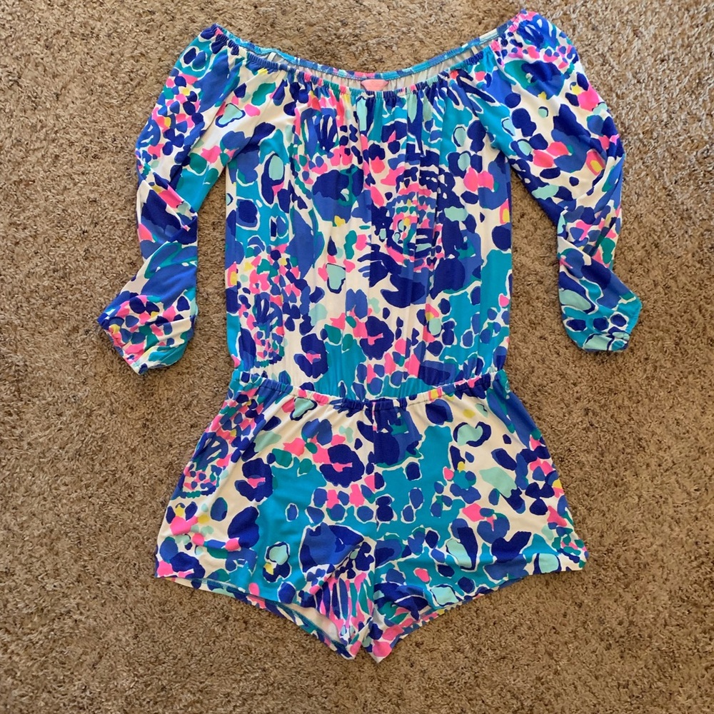 Lilly Pulitzer “Hit the Spot” off shoulder Romper